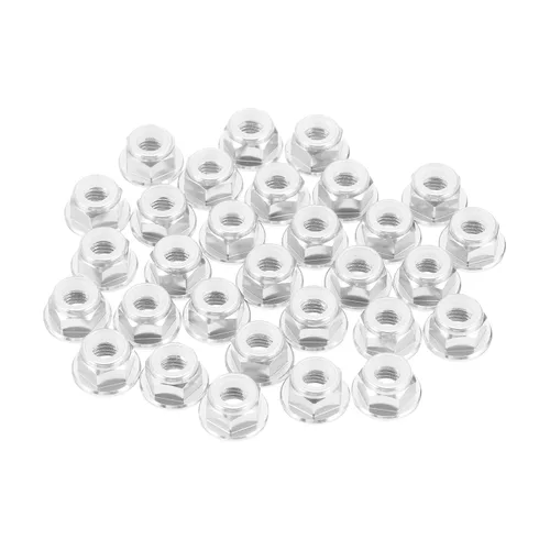 Vista 21 de MECCANIXITY 30 piezas de tuercas de bloqueo de aleación de aluminio M3 con paso de 0.5 mm, tuercas hexagonales con brida de nylon con rosca serrada