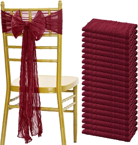 Vista 13 de Showgeous 20 bandas para silla, estopilla rústica, lazos decorativos diseñados para bodas, banquetes, fiestas, pasillo, decoración del hogar