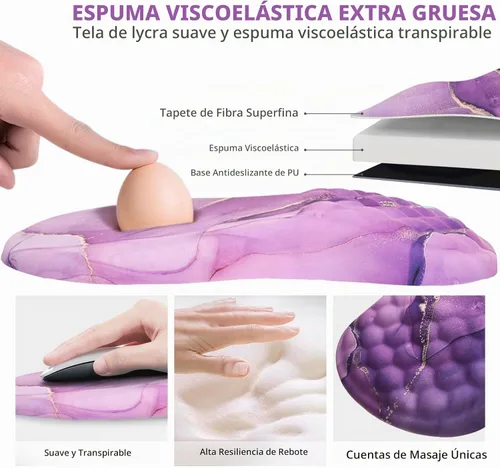 Vista 6 de Alfombrilla ergonómica para mouse con reposamuñecas, espuma viscoelástica de 15°, base de poliuretano antideslizante Mouse Pad15° Ergonomic Tilt