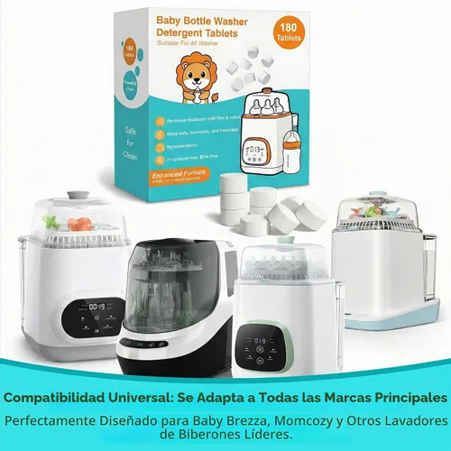Vista 3 de 180 tabletas para lavar botellas, tabletas de detergente a base de plantas compatibles con Baby Brezza, Momcozy Grownsy, Papablic y todos