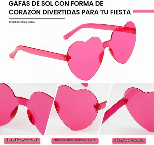 Vista 4 de Lentes de sol con forma de corazón, 2 pares de lentes de sol en forma de corazón, gafas de sol rave para mujeres, regalos de fiesta Paquete de 12