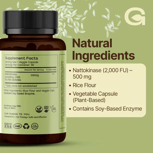 Vista 5 de Greens Best Natto Cápsulas - Nattoquinasa, L-Arginina y L-Citrulina - Apoya la circulación saludable y el flujo sanguíneo - Promueve la salud