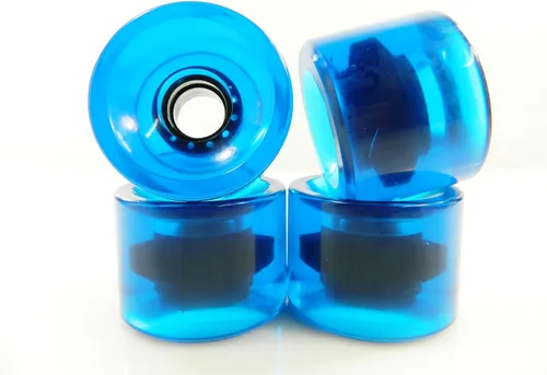 Vista 2 de Ruedas de monopatín de 70 mm y espaciadores de rodamiento ABEC 7 Gel Azul