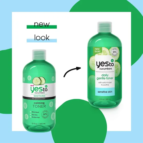 Vista 2 de Yes To Pepinos, tóner calmante + calmante de 12 onzas líquidas, piel sensible, tono equilibrado, hidrata, nutre y calma la piel hamamelis + aloe
