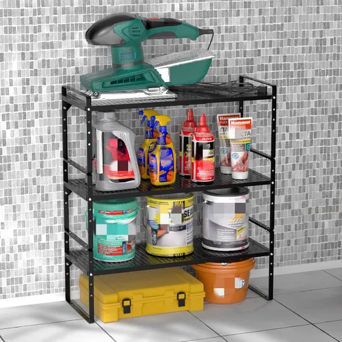 Vista 8 de Redrubbit Estante de almacenamiento ampliable para gabinete, altura ajustable, de metal de acero, organizador de encimeras de cocina, estante