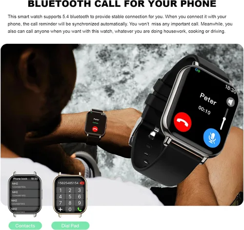 Vista 2 de Q&F Tech C7Pro - Reloj inteligente para seguimiento de salud y fitness, presión arterial y oxígeno/frecuencia cardíaca, sueño, deportes, llamada