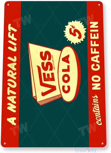 Vista 3 de Tinworld Letrero de lata: Vess Cola Soda Bar Retro Sign Décor B533