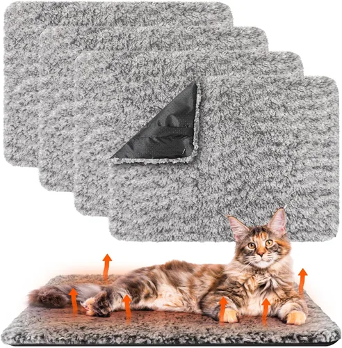 Vista 14 de Drydiet Paquete de 4 Almohadillas Autocalentadoras para Gatos Alfombrilla Térmica Lavable para Perros Sin Hogar Almohadillas Térmicas para Perreras
