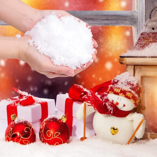 Vista 8 de EIMMBD Decoración de nieve de algodón de Navidad de 12.4 onzas, nieve esponjosa para decoración de Navidad, nieve artificial para el hogar, aldea