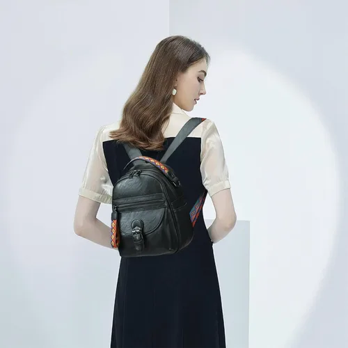 Vista 6 de KL928 Mochila pequeña para mujer, mochila de hombro a la moda, Carbón Gra, Mochilas Daypack