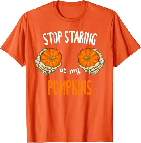 Vista 9 de Stop Staring at My Pumpkins for Hot Witches, camiseta de brasier de Halloween, Negro