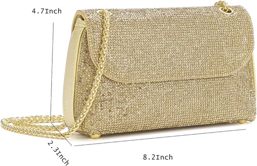 Vista 4 de Bolso de mano brillante con diamantes para mujer, bolso de noche para baile, boda, fiesta, graduación, novia
