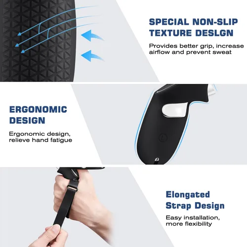 Vista 3 de FINPAC Silicone Touch Controller Grip Cover for Oculus Newest Quest 2 Protective and Anti-Slip VR Gaming Headset Controller Sleeve Cover Black
