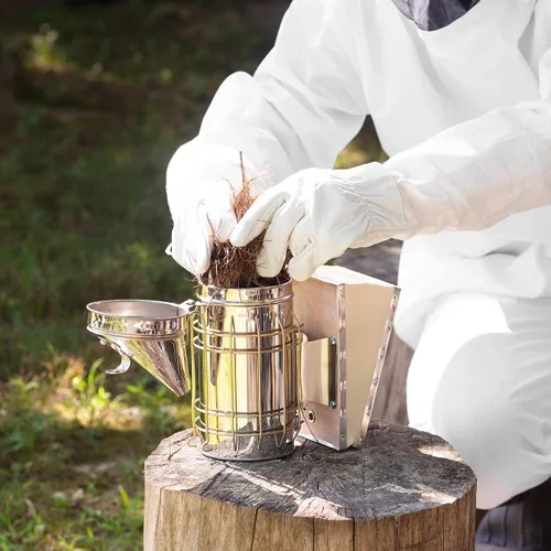 Vista 3 de Nuevo equipo de apicultura de acero inoxidable con escudo térmico para ahumador de colmena de abeja