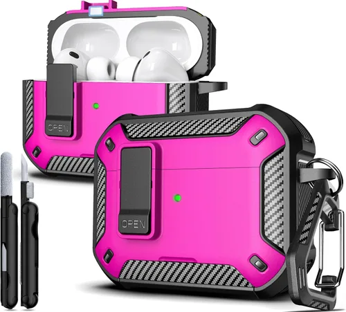 Vista 70 de R-fun Funda de carga compatible con AirPods de 2ª generación 2019, 1ª generación 2016, protección completa contra caídas, tapa desplegable