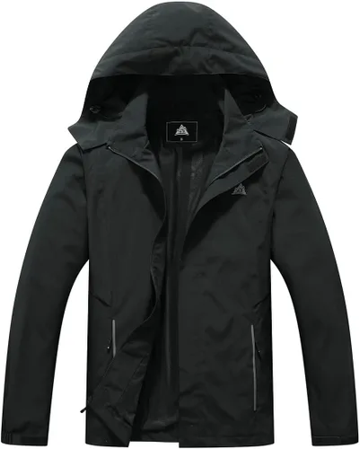 Vista 2 de MOERDENG Chaqueta impermeable para hombre, ligera, con capucha, para primavera, otoño, senderismo, viajes al aire libre