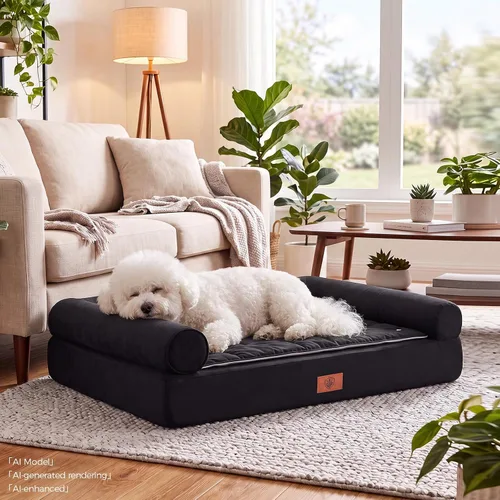 Vista 2 de GTPLAYER Dog Bed, Egg-Crate Foam Pressure Relief with Waterproof Washable Pet Bed 23.6" with 2-in-1 Cooling/Warming Pad, Non-Slip Bottom, Detachable