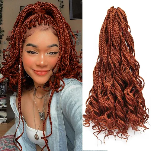 Vista 8 de Goddess - Extensiones de cabello trenzado de fibra sintética con trenzas de ganchillo #1B, 18 pulgadas