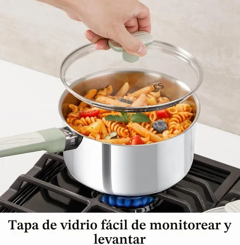 Vista 5 de KOCH SYSTEME CS Juego de 6 sartenes de acero inoxidable, juego de ollas de acero inoxidable de 1.5 cuartos de galón, 2 cuartos y 3 cuartos de galón