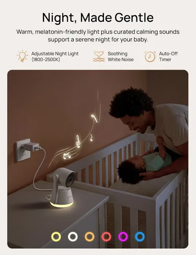Vista 7 de Dr.Care LumiView Max Smart WiFi Baby Monitor – 7 pulgadas 1080P FHD y cámara 2K, modo de privacidad, detección de llanto y movimiento, batería
