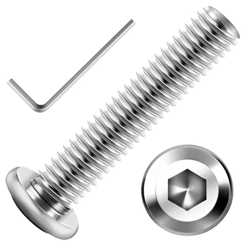 Vista 65 de Mywish M5 x 8mm 20 piezas de tornillos de cabeza plana con rosca hexagonal, pernos de acero inoxidable 304 para muebles con rosca completa, óxido