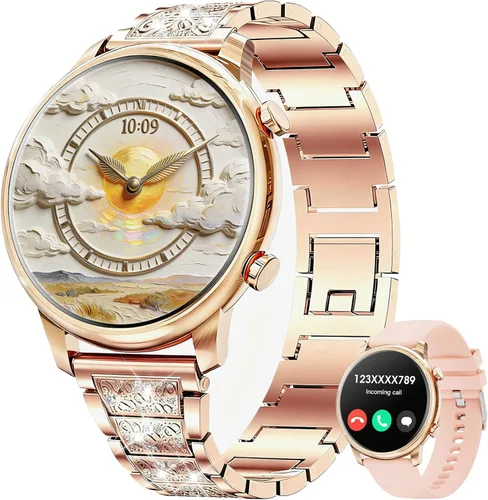Vista 9 de Hwagol Relojes inteligentes para mujer, teléfonos Android compatibles con iPhone (llamada Bluetooth), monitor de ritmo cardíaco y sueño, 100 modos