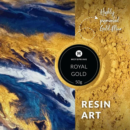 Vista 3 de MEYSPRING Polvo de Mica Dorado Real para Resina Epoxi - Kintsugi Gold - Pigmento de Resina Epoxi - Excelente Color de Resina para Kit de Reparación