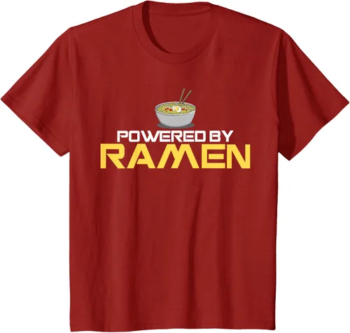 Vista 47 de Camiseta de fideos de anime japoneses Powered By Ramen, Negro, S