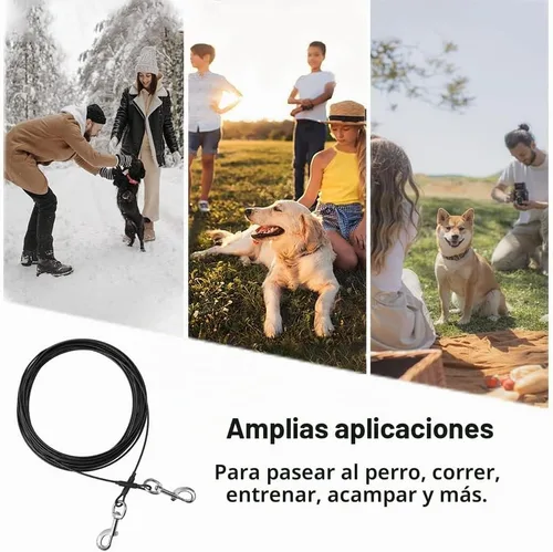 Vista 5 de Cable de amarre para perros, cable de 10 pies para perros, cable de amarre para perros pequeños de hasta 60 libras, correa para perros para patio