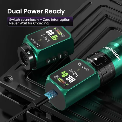 Vista 3 de Wormhole 2PCS 2,300mAh Baterías 8PCS 30ML tatuaje tinta tatuaje pistola kit Dos Verdes