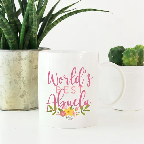 Vista 2 de Andaz Press Taza de café de 11 oz, regalo de broma de la mejor abbuela del mundo, diseño floral, paquete de 1