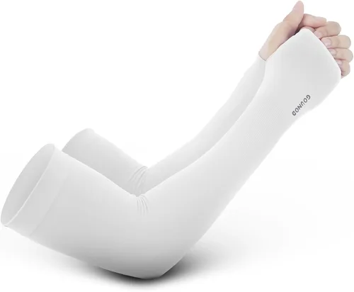 Vista 6 de GOUNOD Mangas de enfriamiento con protección solar para los brazos con orificios para el pulgar, jardinería, deportes al aire libre, entrenamiento