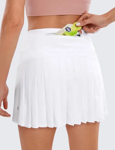 Vista 3 de CRZ YOGA Faldas de tenis plisadas para mujer con bolsillos, cintura alta, atléticas, para golf, faldas para mujer, suaves, transpirables, lindas