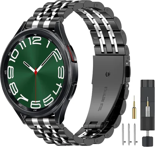 Vista 5 de ZPJPPLX 20mm 22mm Quick Release Metal Watch Band for Garmin Samsung Amazfit Negro