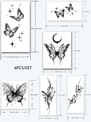 Vista 4 de INKARTLINK 6 hojas de tatuajes temporales, tatuajes semipermanentes, tatuajes falsos, 1-2 semanas de tatuaje, para mujeres maduras y elegantes