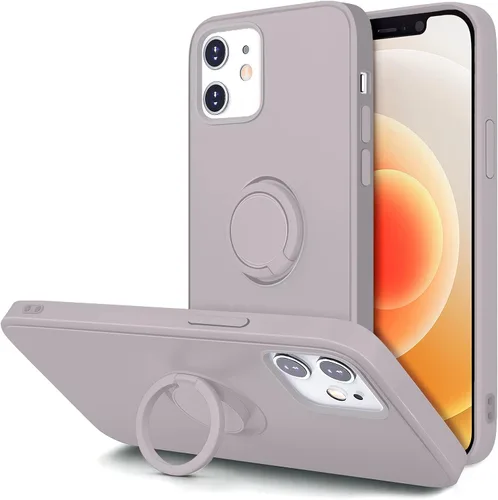 Vista 13 de Hython Funda para iPhone 12 Case e iPhone 12 Pro Case con Soporte de Anillo, Soporte de Anillo Giratorio de 360° Kickstand Magnético, Borde Chapado