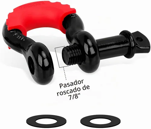 Vista 2 de Grilletes de 3/4" (2 piezas) LIBERRWAY, 57,000 libras de resistencia, con tornillo de 7/8", grillete de anillo D robusto para todoterreno, anillo D
