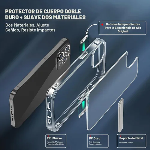 Vista 5 de CEDO - Funda con soporte para iPhone 12 Pro Max, ajustable en 3 direcciones con soporte de metal, parachoques de grado militar a prueba de golpes