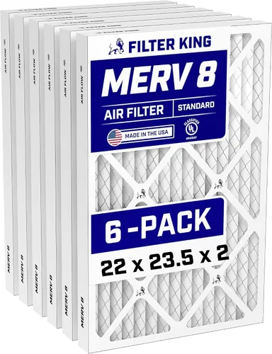 Vista 265 de Filter King Filtro de aire 6x12.25x1 Paquete de 6 Filtros plisados MERV 8 HVAC para horno A/C HECHO EN EE. UU. Tamaño real: 6 x 12.25 x .75