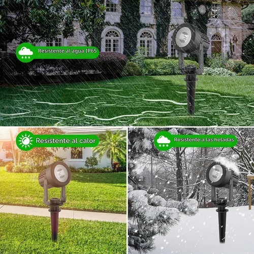 Vista 5 de T-SUNUS Luces Solares de Navidad para Exteriores Blancas 6000K IP65 Impermeables 2 en 1 Reflectores de Paisaje, Cable de 9.8 pies con Panel Separado