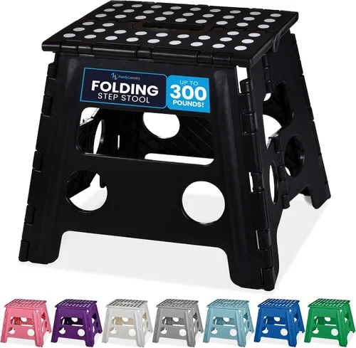 Vista 17 de Handy Laundry Taburete plegable de paso - Taburete plegable lo suficientemente resistente para apoyar a adultos y lo suficientemente seguro