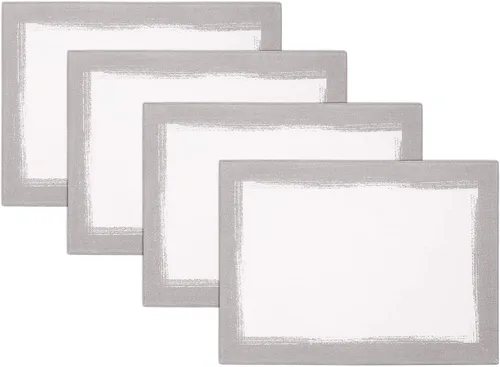 Vista 10 de Villeroy & Boch Servilletas metálicas de lino con pinceladas, 21 x 21 pulgadas, juego de 4, color blanco y plateado