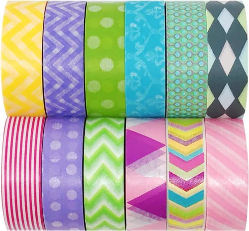 Vista 4 de Cintas adhesivas decorativas Washi, de la marca Allydrew. Juego de 12 rollos