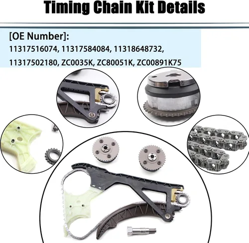 Vista 2 de AUCERAMIC Kit de cadena de distribución 11318648732 con ajustador de árbol de levas VVT Compatible con BMW N51 N52 N55 S55 128i 135i 325i 328i 335i