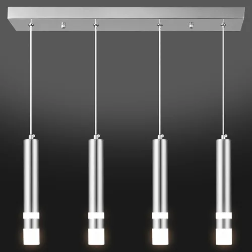 Vista 8 de Lámpara colgante moderna para comedor de 5 luces, accesorio de cocina regulable LED cromado mini iluminación colgante para isla de cocina, luces