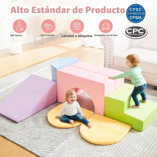 Vista 4 de IFNOW Juguetes de Escalada para Niños Pequeños de Interiores, Juego de 7 Piezas de Bloques de Escalada de Espuma para Niños Pequeños, Escalada