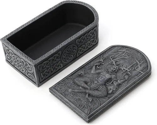 Vista 4 de Veronese Design Cernunnos - Caja de baratijas pintada a mano con dios de los animales y el inframundo