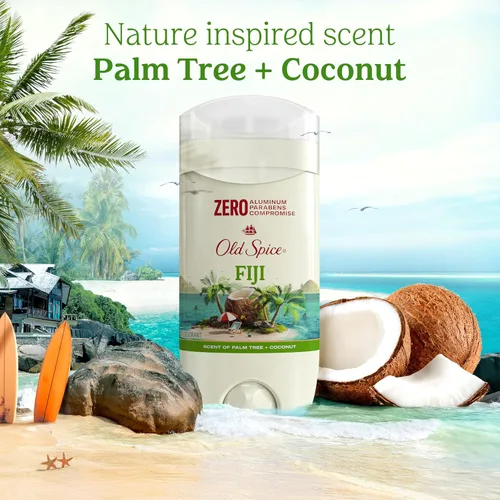 Vista 6 de Old Spice Desodorante sin aluminio para hombres, frescura de larga duración 24/7, protección contra el sudor y el olor 24/7, desodorante Fiji