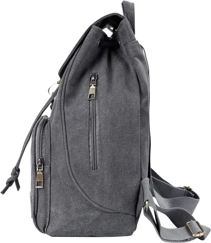 Vista 8 de Mochilas de lona a la moda, bolso casual para compras al aire libre, mochila deportiva, senderismo, viajes, bolsa multiusos, Café, Mochilas