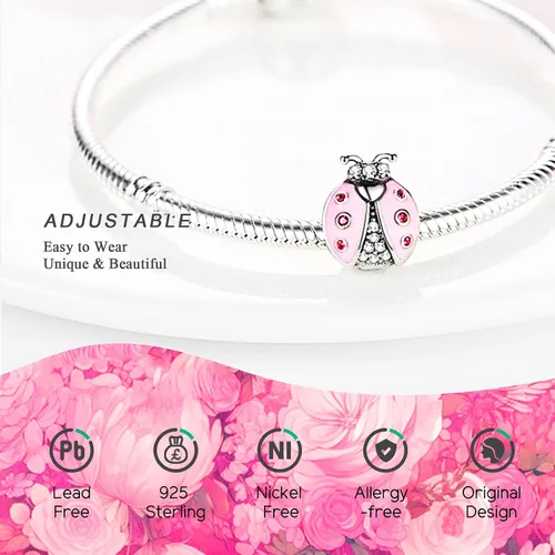 Vista 5 de NUJIFFY Cuentas de plata de ley 925 para pulseras y collares, cuentas de cristal para hermana de pasaporte de avión, pulseras de ángulo de corazón